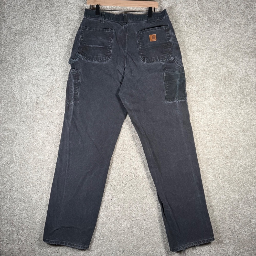 Carhartt B11-BLK Loose Original Fit Carpenter Pants Black Men's 35x34 Distressed